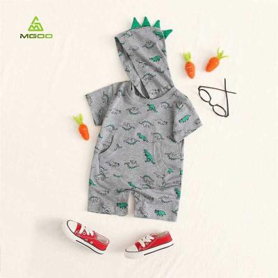 China Custom Cute Pocket Romper Kangaroo Hoodie Dinosaur Casual Style MGOO Baby Short Sleeve Romper Jumpsuit for sale