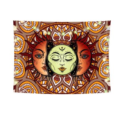 China Aesthetic Twill Factory Wholesale Sun Moon Black Tapestry Decoration Home Tapestry for sale