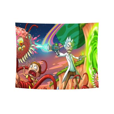 China Custom Twill Tapestry Rick And Morty Print Home Decor Tapestries Wall Decoration Hanging for sale