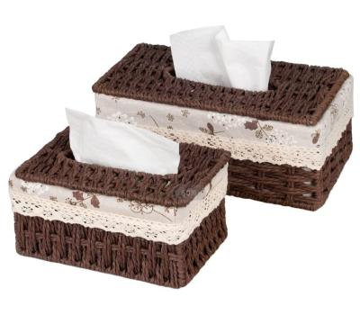 China Rectangular Kids Rattan Wicker Set Facial Tissue Box Lid Holders Container Towel Paper Organizer for Living Room Bathroom Kitchen for sale