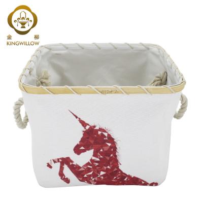 China Kingwillow Eco - Friendly Foldable Home Sundries Small Sundries Fabric Storage Sustainable Basket With Handle for sale