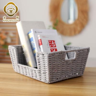 China Kingwillow Multifunctional Viable Gray Storage Basket Rectangular Cotton Yarn Iron Frame for sale