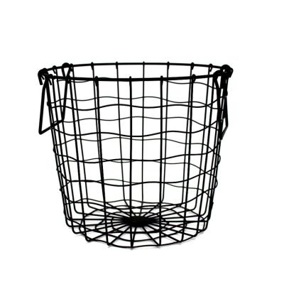 China Sustainable Large Round Wire Storage Bin Decorative Laundry Basket With Handle for sale