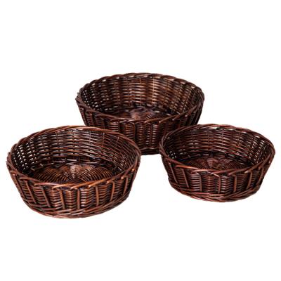 China Eco-Friendly Round Wicker Fruit Dish Basket Set Of 3 for sale