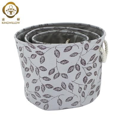 China Kingwillow Eco-Friendly Feature Handmade Customized Folding Cloth Storage Hamper Laundry Baskets Set of 3 for sale