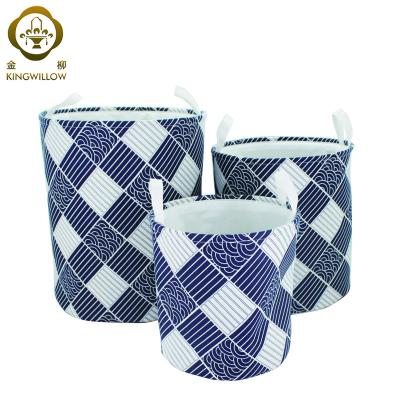 China Kingwillow Eco-Friendly Eco-Friendly Feature Eco-Friendly Folding Sundries Bag Laundry Bag Storage Basket Hamper Set of 3 for sale