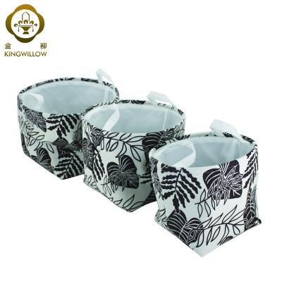 China 2018 Eco-friendly Feature KINGWILLOW Fabric Storage Basket With Pattern For Home Laundry for sale