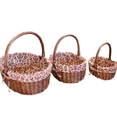 China Custom Size Eco-Friendly Picnic Wicker Storage Basket With Liner Set Of 3 for sale