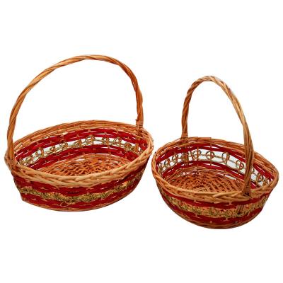 China Sustainable Handmade Wicker Storage Baskets Cheap Wholesale Gift Fruit Vegetable Basket With Handle for sale