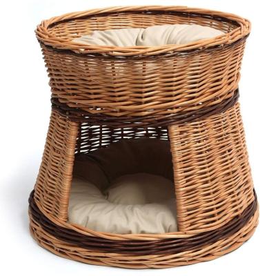 China Customized Sustainable Wholesale Handmade Pet Product Wicker Tire Supplies Two Wicker Basket Eco-Friendly for sale