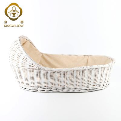 China Traditional Kingwillow Customized Detachable Handwoven Willow Oval Baby Basket Cradle Bed with Lining for Babies for sale