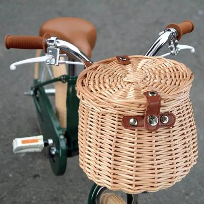 China Art Natural Wicker Hand Woven Bicycle Basket Children's Bicycle Girls Boys Folk Front Handlebar Rattan Basket For for sale