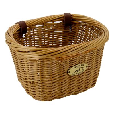 China New Design Viable Removeable Wicker Bike Front Basket For Bike Hand Bar for sale