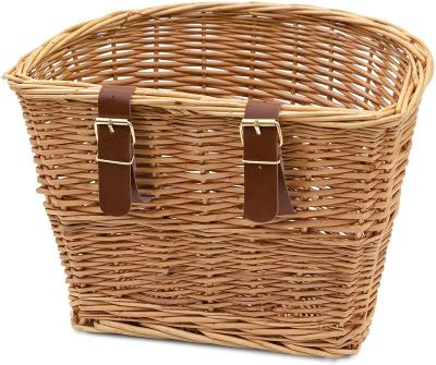 China Bicycle Cestas-Decoracion d'Art Willow Wicker Bike Basket Handles Cesta Para Bici de gens for sale