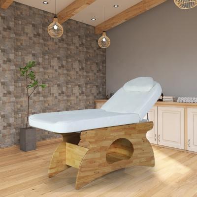 China Adjustable Strength Physiotherapy Professional Modern Spa Treatment Beauty Salon Massage Table Strong Bearing Thai Wooden Facial Bed For Sale for sale