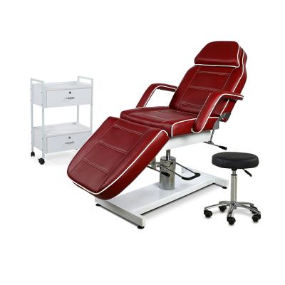 China Strong Beauty Spa Salon Tattoo Facial Massage Bed Wooden Lift Table Adjustable Chair With Hydraulic Pump for sale