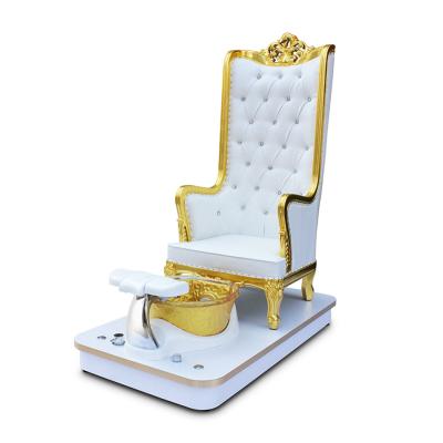 China Cheap Luxury Royal White Royal White Manicure Spa Footrest Pipeless Queen Footrest Removeable High Back Pedicure Chair For Sale for sale