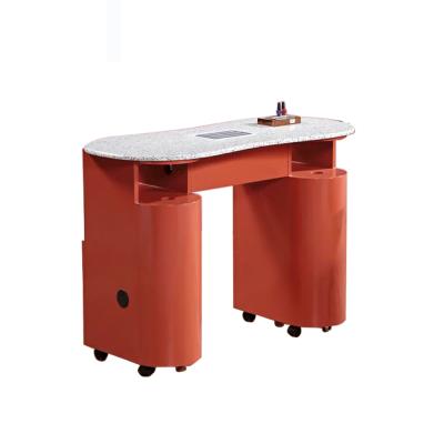 China Portable Easy Clean Wooden Nail Table With Exhaust Spa Beauty Salon Technician Mat Painting Manicure Station Desk for sale