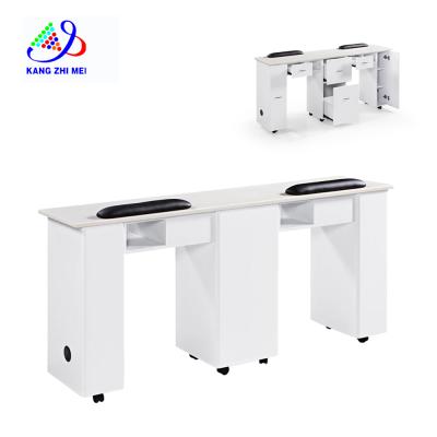 China Modern N031-2 With Double Cabinet On The Wheels Beauty Spa Furniture Popular Nail Table Manicure Table for sale