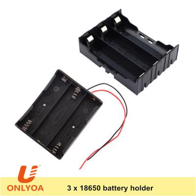 China ONLYOA Holder Cell Li-ion 18650 Heavy Duty 3 3.7V Lithium Battery Holder (Open) With Wire Leads / PC Pin for sale