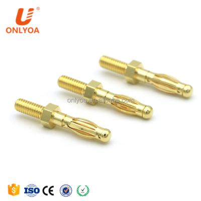 China audio & Onlyoa Visual Nickel/Gold 4mm Hexagon Custom Plated Copper Banana Plug With M4 Thread for sale