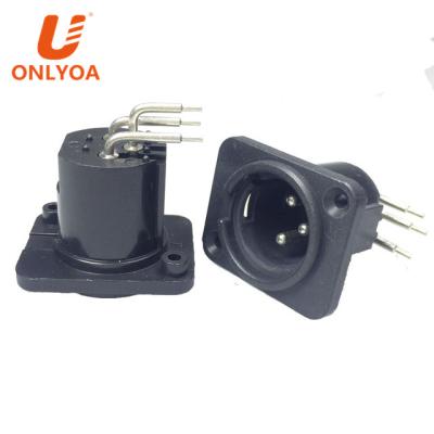 China Chinese Supplier 3 Pin Right Angle Plug Socket PCB Mount XLR Male Right Angle Connectors For Concert Amplifier for sale