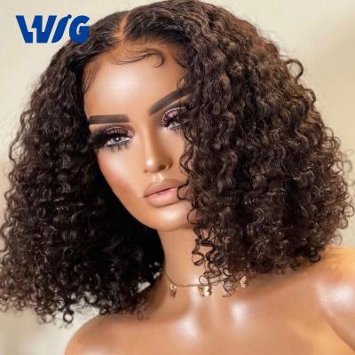 China Raw Unprocessed Natural Lace Front Curly Bob Wig, Hd Brazilian Hair Lace Frontal Wigs, Women Full Lace Wig Cheap Transparent Bob Lace Frontal Wig Lace Wig For Black Hair for sale