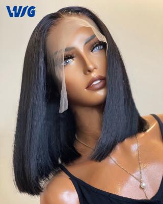 China Can Be Dyed And Bleached Virgin Human Hair Bob Wigs Human Hair Lace Front Wigs For Black Women Hd Lace Frontal Wig Wholesale Transparent Brazilian Hair Full Wigs for sale