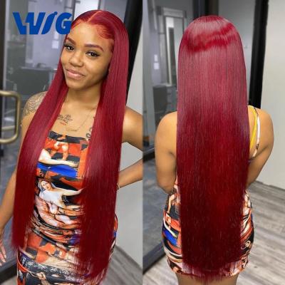 China Mink Brazilian Virgin 99j Full Lace Wig Cheap Full Lace Wig Transparent Red Colored Wigs Full Lace Wigs Human Hair Lace Front HD Lace Frontal Wig For Black Women for sale