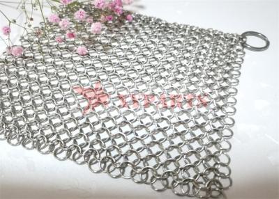 China Food Grade Chain Mail Cast Iron Skillet Cleaner Woven With 1.2mmx10mm Rings for sale