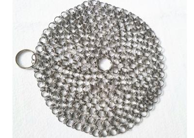 China 6''X 6'' Chain Mail Cast Iron Cleaner Woven With ø1.2*10mm Stainless Steel Rings for sale