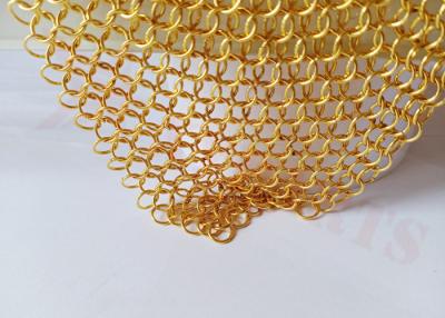 China Goldfarbedelstahl Chainmail-Draht Mesh Curtain For Space Dividers zu verkaufen