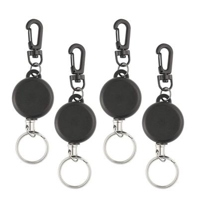 China Creative Retractable Anti-lost Anti-theft Key Chain Souvenir Gifts Promotion Stainless Steel Wire Rope Badge Holder for sale