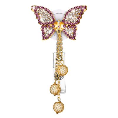 China Frog Animal Turtle Butterfly Swan Butterfly ID Card Badge Holder Crystal Glass Rhinestone Series Retractable Rhinestone Badge Holder for sale