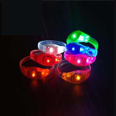 China Sounds Control Solid Color Led Voice Control Wristband Flashing Bracelet For Christmas Halloween Party for sale