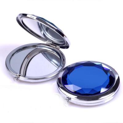 China Factory Standard 7cm Custom Wholesale Metal Crystal Souvenir Makeup Mirror for sale