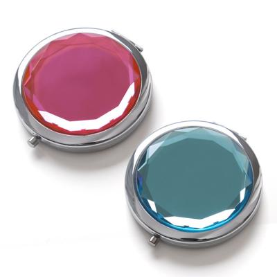 China Metal Dresser Fashion Crystal Round Folding Beauty Mirror/Mini Mirror Zinc Alloy for sale