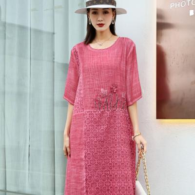 China NAYIJI Fashionable Canvas Tie Summer Anti-static Colorful Half Sleeve Vestidos Dyed Elegant Summer Casual Dresses Bridesmaids Dresses for sale