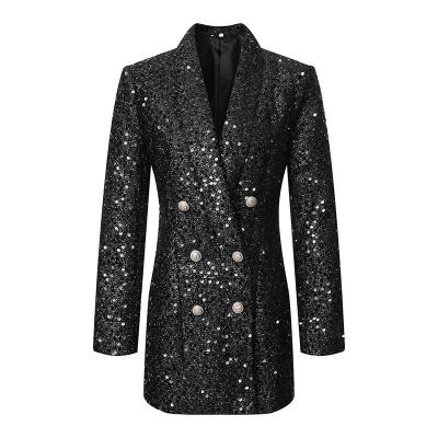 China Anti-wrinkle NAYIJI European and American sequined ladies formal suits party birthday women's business wear abrigos de mujer for sale