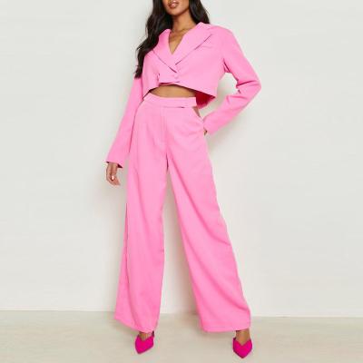 China 2022 QUICK DRY Sale Casual 2 Pieces Set Wide Leg Pants Women LOOSE OEM Service Full Cut Pants for sale