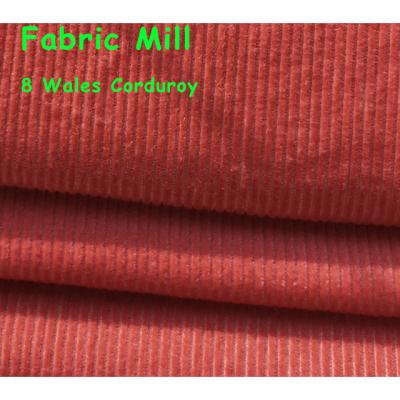 China Organic 8 Wales Cotton Polyester Spandex Corduroy with 8w cotton polyester corduroy with print 8 wale spandex and spandex corduroy for sale