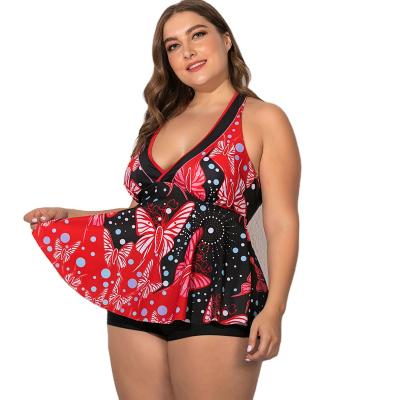 China Ladies and Women's Plus Size Anti-UV Skirt Split New Fat Woman Boxer Female Swimwear for sale