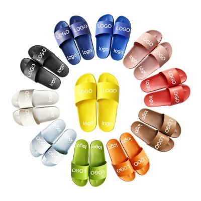 China Fashion Trend Custom Logo Slides Simple Women Men Flat Sandals Mens Black Slipper Slides for sale