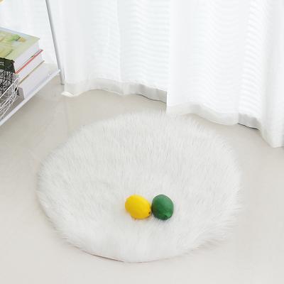 China Washable Customized Color High Quality Round White Faux Sheepskin Rug Faux Fur Blanket For Living Room Sofa for sale