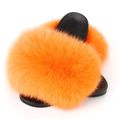 China Fashion Trend Raccoon Kids Faux Fox Fur Slides Slippers Smudge Fur Slippers Toddler Fur Slides for sale