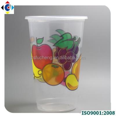 China 12oz Sze Plastic Cup Disposable Plastic Juice Cup With Lid, Clear And Colored, Disposable for sale