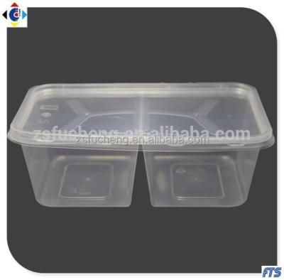 China Disposable Transparent 750ml Food Container , Two Compartments Microwave Food Boxes for sale