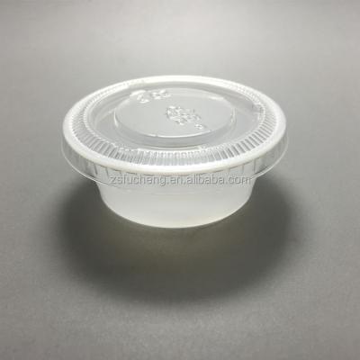 China Disposable 2oz Small Disposable White PS Packing Sauce Cup With Lid for sale