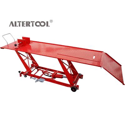 China Altertool Factory Supply 1000lb Direct Hydraulic Portable Motorcycle Lift Table Motorcycle Lift Manufacture MSJ04-2410 220*68cm for sale