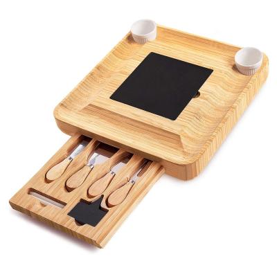 China Sustainable Hot Selling Serving Board Meat Bamboo Cutting Plates Kitchen Cheese Cutting Board With Cutlery for sale